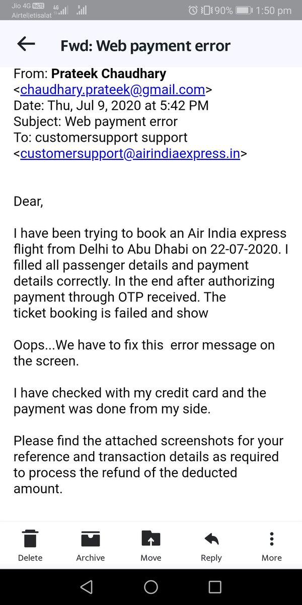 abhi_legend's tweet photo. @airindiain @DGCAIndia @MoCA_GoI My brother tried to book ticket from Del to abudhabi, bt it shows some error attached. after that payment deducted.i again try for other day flight and booked. After sending email for refund of previous amount airindia tell ur tkt is booked. https://t.co/qPbOV3NVN6