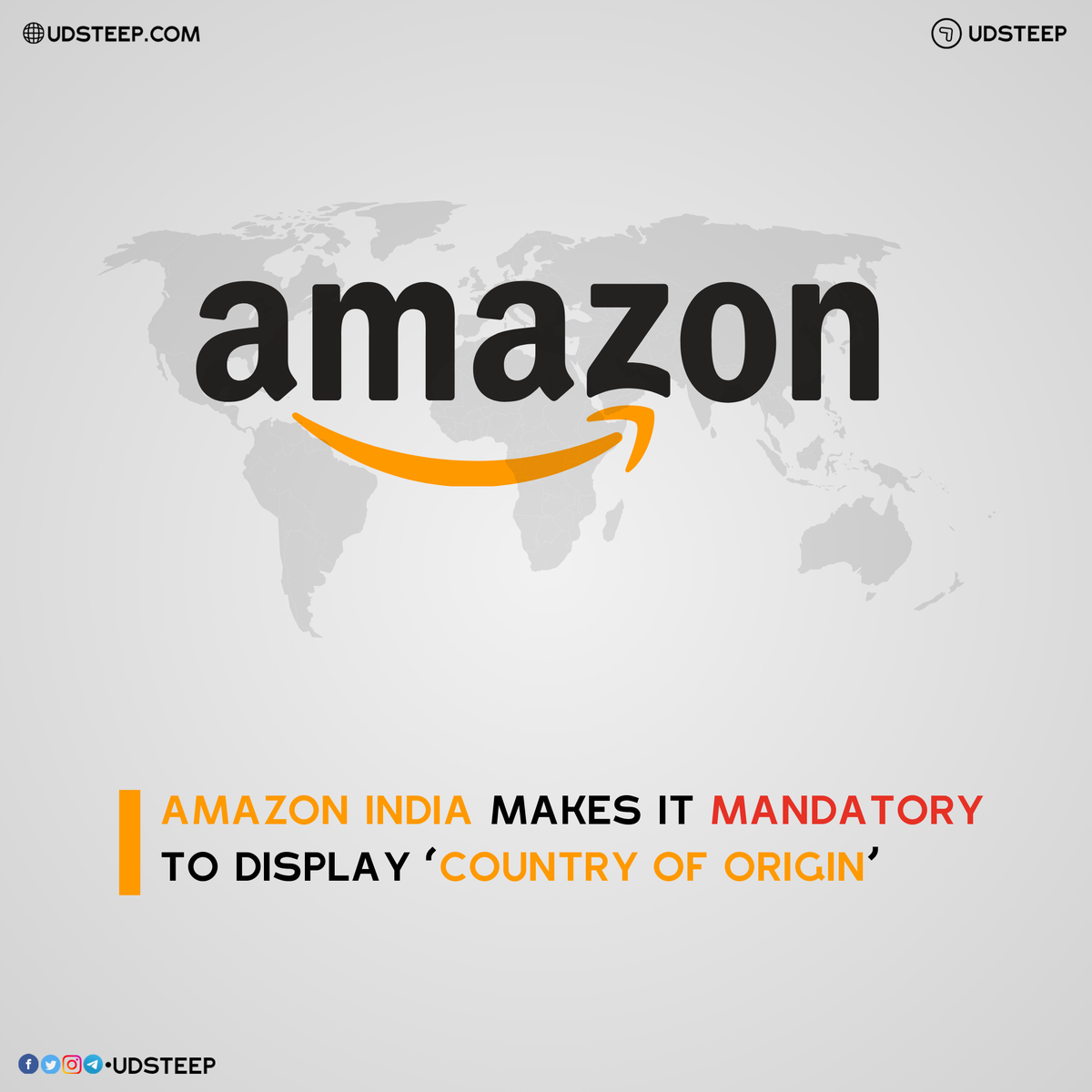 udsteep's tweet photo. #AmazonIndia has now made it mandatory to add ‘country of origin’ for new and existing product listings by Indian sellers from next week.

It has set up a deadline of August 10 saying sellers should start reflecting the ‘country of origin’ tag by then.

#CountryOfOrigin #UDSTEEP https://t.co/lJPxHReZuu