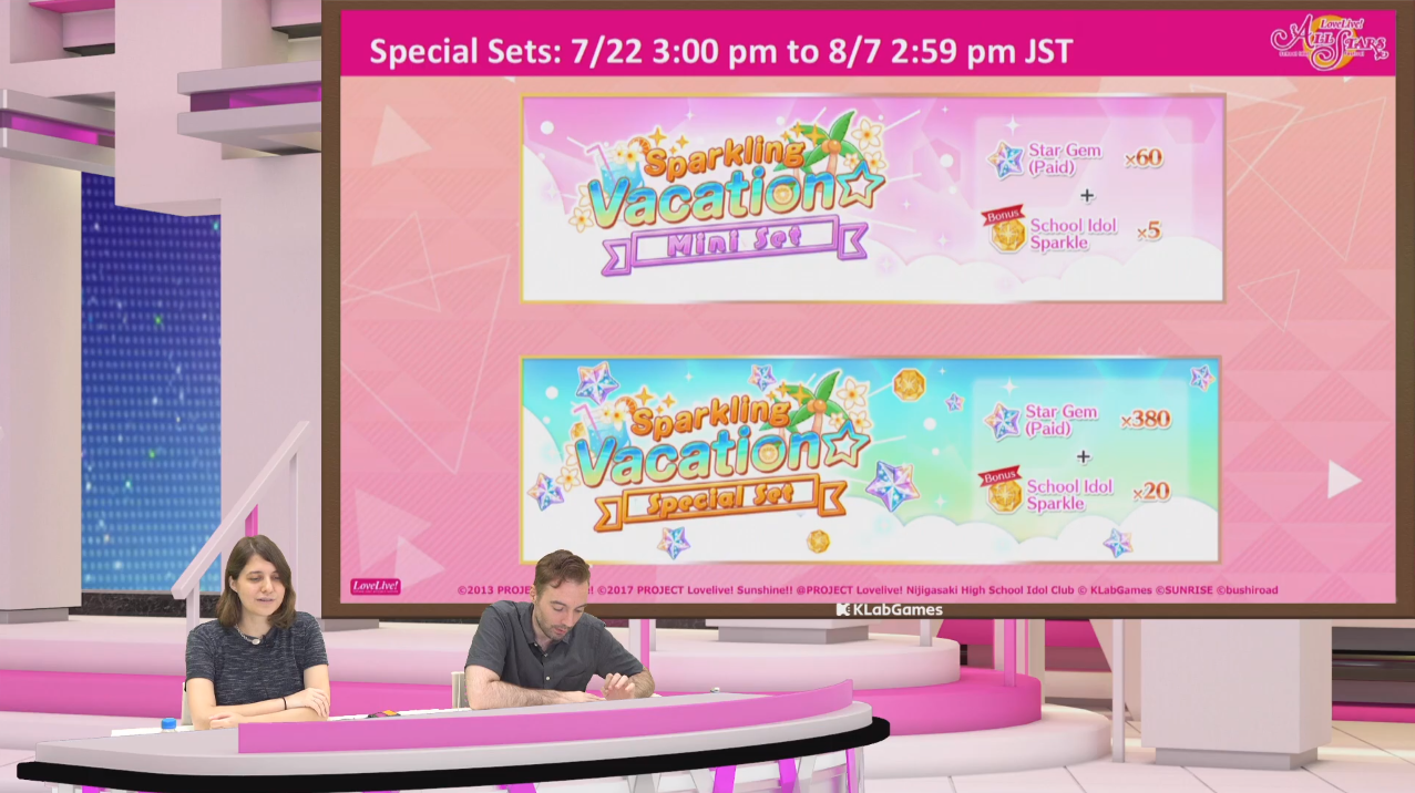 Zehel on X: WW #SIFAS Sparkling Vacation Campaign Packs: [July 22, 3pm -  Aug 7, 2:59pm JST] Sparkling Vacation Special Pack: •Paid Star Gems x380  •School Idol Sparkle x20 Sparkling Vacation Mini
