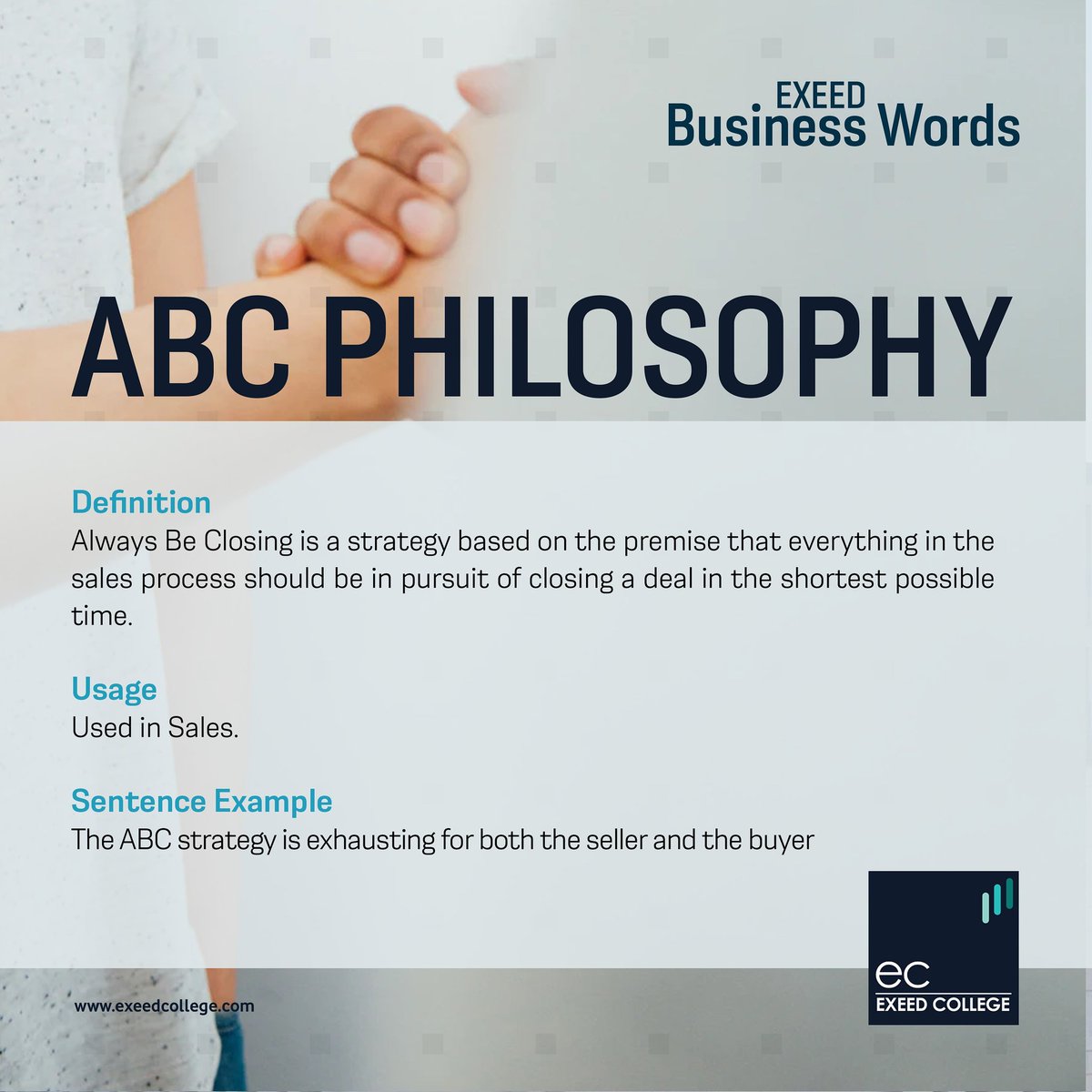 Exeedcollege's tweet photo. The phrase Always Be Closing was popularized in the 1992 film, "Glengarry Glen Ross" 
#BusinessWords #Phrases #Lingo #Usage #BusinessEnglish https://t.co/ZM9KJquEbm