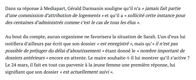 Gérald  #Darmanin n'avait contesté ni les relations sexuelles, ni les interventions écrites. Il avait simplement répondu à  @mediapart n'avoir « jamais abusé de la faiblesse ou de l’intégrité de quiconque » et avait relativisé ses interventions : https://www.mediapart.fr/journal/france/250218/affaire-darmanin-la-deuxieme-plaignante-livre-son-recit?onglet=full