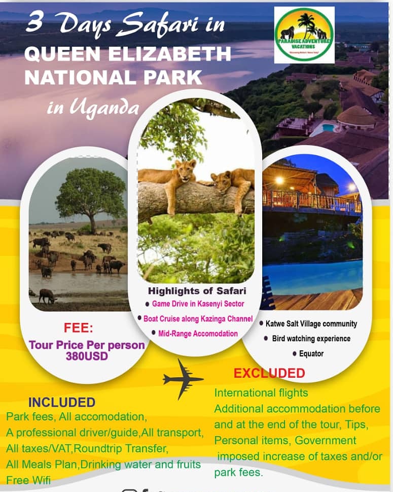 3 days Uganda Safari in Queen Elizabeth National park, #ugandasafaris, #visituganda, #africansafariholidays, #africansafaritours, #queenelizabethnationalpark, #toursafrica, #tours, #safaris, #adventures, #vacation, #trips, #Travel, #travelers, #ugandatours, #africansafaris