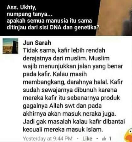 Tar kalau dibilang Agamanya BARBAR, NGAMUK..  Pdhl mereka sendiri yg treak² "kafir darahnya halal" "kafir wajar dibunuh" "kafir gpp dibantai" etc

The Religion of Peace, my ASS  !!!