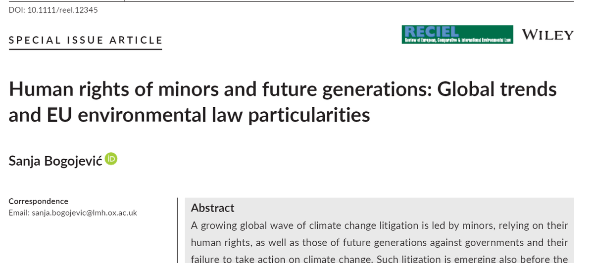 RECIELjournal's tweet photo. New in RECIEL Early View: Sanja BogojeviΔ ( @OxfordLawFac) examines the 'rights turn' in #ClimateChangeLitigation in the context of EU #climatelaw https://t.co/FtYZilACoX @govtran @Cladupont @KatiKulovesi #2030Framework https://t.co/Wmwll3NZYt