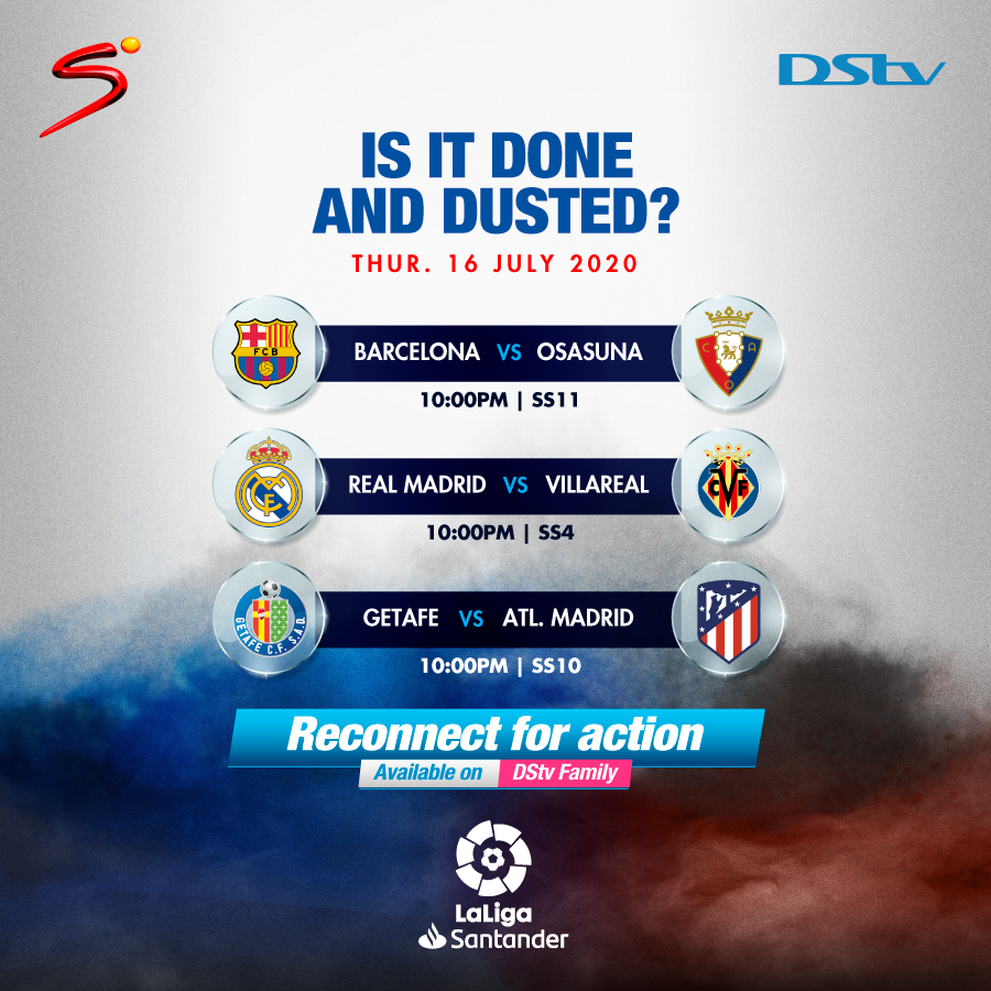 DStvUganda's tweet photo. #RealMadrid will be crowned as #LaLiga champions if they win today's game against Villarreal.
Is the 34th title on it's way?
#DStvLiveSportsIsBack https://t.co/UkQL5rInAL