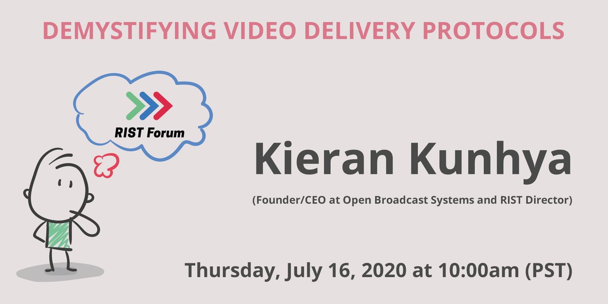 RISTForum's tweet photo. Today at 10am PT, one of our Directors @kierank_ of @OpenBroadcastSy will be joining a panel with the @SVideoAlliance to demystify video delivery protocols

Register here: https://t.co/aXPmCrBZQh

#streaming #RIST #videoprotocols https://t.co/kZ6CbpYwJy