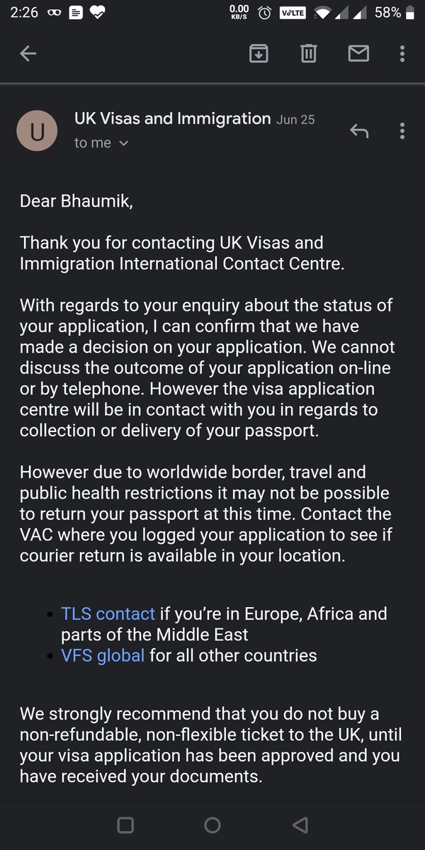 bhaumik767's tweet photo. Submitted for biometrics on 20th March in Ahemdabad for UK. Been in talk with UKVI, confirmed decision has been made. However due to lockdown, the passports are not delivered.Reopened on 6th July, its been a week &amp; @VFSGlobal is still not able to deliver. What's the problem now ? https://t.co/CUxHWI8vth
