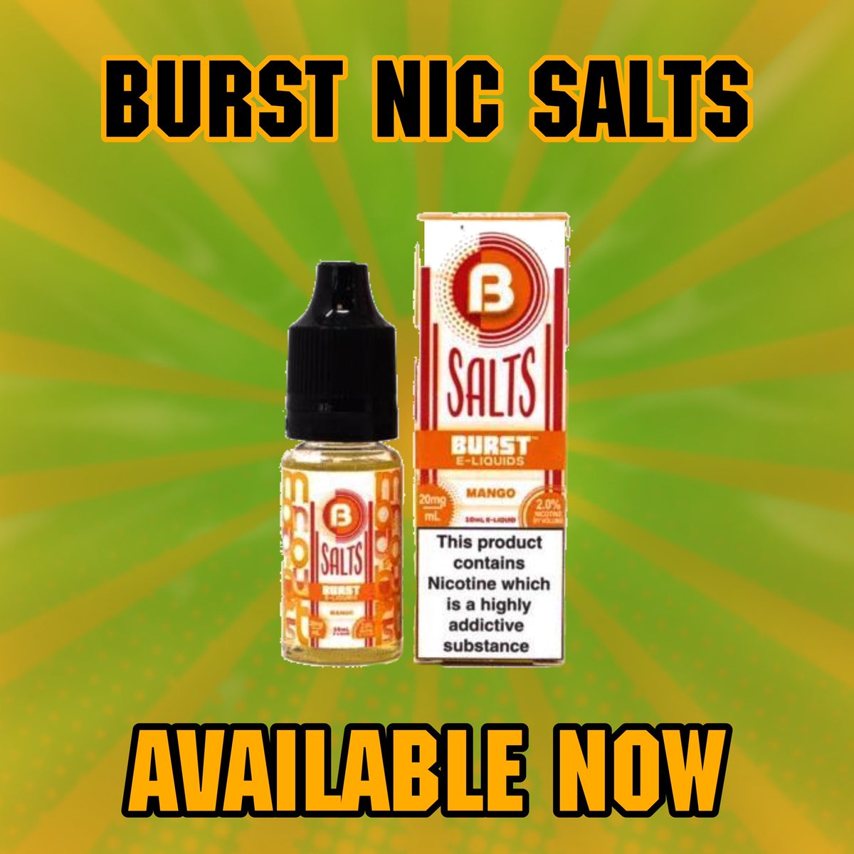 cloudohmies's tweet image. Available now Burst Nic salts
cloudohmies.co.uk/shop/vaping-pr…