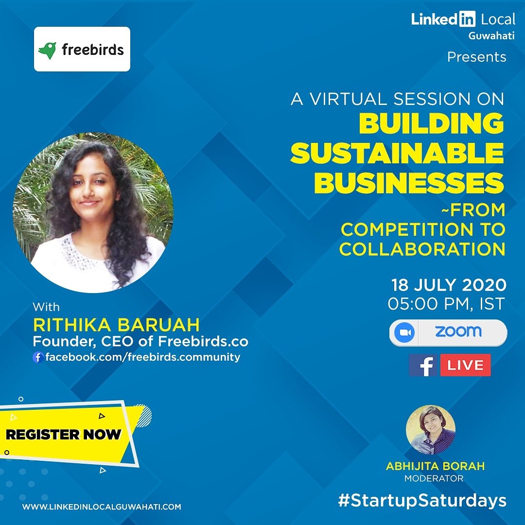 SyedmRaza's tweet photo. “Building A Sustainable Business - From Competition to Collaboration.”
Listen to Rithika this Saturday (18th July) at 5:00pm (IST) on #StartupSaturdays session by #LinkedinLocalGuwahati
Register at: https://t.co/fV5EW3rpXG https://t.co/S1qNjjqz4i
