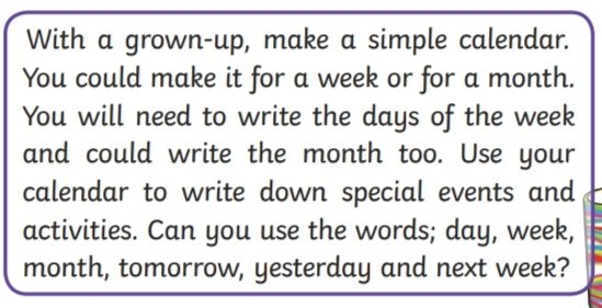 CurnoMrs's tweet photo. Hi Reception, why not have a go at making your own calender today. You can use it to write down all of the things that you are looking forward to doing during the summer holidays! 📝 @QHAThurrock @miss_keenan @miss_milbourn https://t.co/pnclYHn0Mt