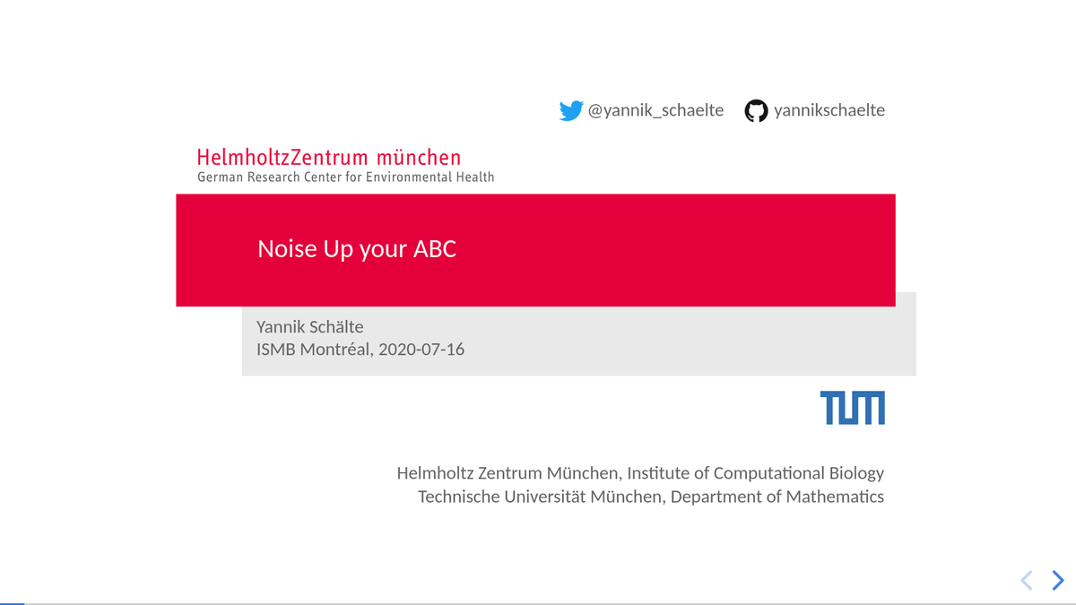 yannik_schaelte's tweet photo. Looking forward to present today at #ismb2020 at 03:20 PM EDT our work on efficient exact ABC!

➡️ The slides: https://t.co/T2FAHPJTIq
➡️ Example notebook: https://t.co/Z8OwTFazx7
➡️ Paper: https://t.co/EwW3QOU4dI https://t.co/dMjEcoZCrR