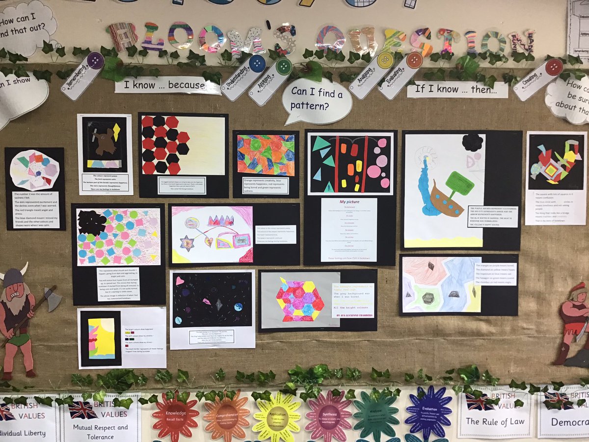 GoodrichCESch's tweet photo. Year 5 have been creating abstract art based on their thoughts and feelings about lockdown. They have also described their artwork. #GSart https://t.co/AjaZ5lEPtu