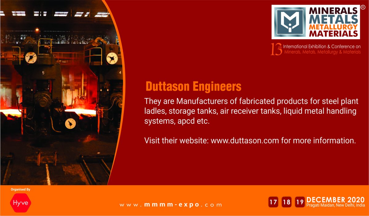 MMMMExpo's tweet photo. Meet our exhibitor, “Duttason Engineers” @duttason1990 participating at @MMMMExpo from 17-18-19 December 2020 at Pragati Maidan, New Delhi.
Website: https://t.co/ssH3Ketg6t
#exhibitor #exhibitions #tradeshows #MMMM2020 #metals #steel #metalfabrication #engineering #expo #Delhi https://t.co/9b0yWsEIF9