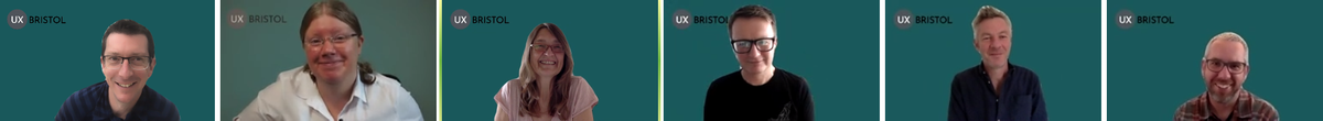 chudders's tweet photo. Say hello to the @UXBristol remote crew 2020, reminiscent of university challenge! @DaveEllender @stuchurch @bouncingdan @eventamplifier @nagare_ip https://t.co/ygXPoef3l6