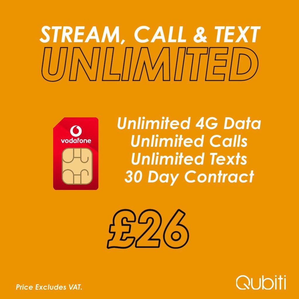QubitiLtd's tweet photo. Stream, Call, and Text 'til your hearts content with our SIM Only - Unlimited Plan on Vodafone...

To get your SIM, call us now on 01387 442919 or email us on hello@qubiti.co.uk

#jointheq #dumfries #carlisle #glasgow #edinburgh #Vodafone #unlimited #SIMonly https://t.co/mW6L4U7EZA