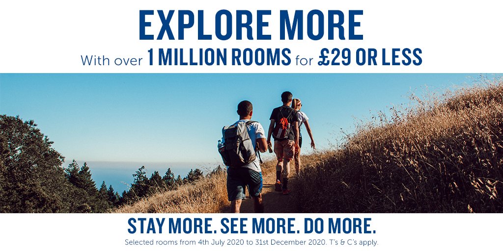 TravelodgeUK's tweet photo. It’s time to get out and explore the UK’s hidden gems. With over 1 million rooms for £29 or less until 30th December 2020 there’s never been a better time to get away. 

#StaymoreSeemoreDomore #Travel #Staycation https://t.co/6iUo7cXQOB