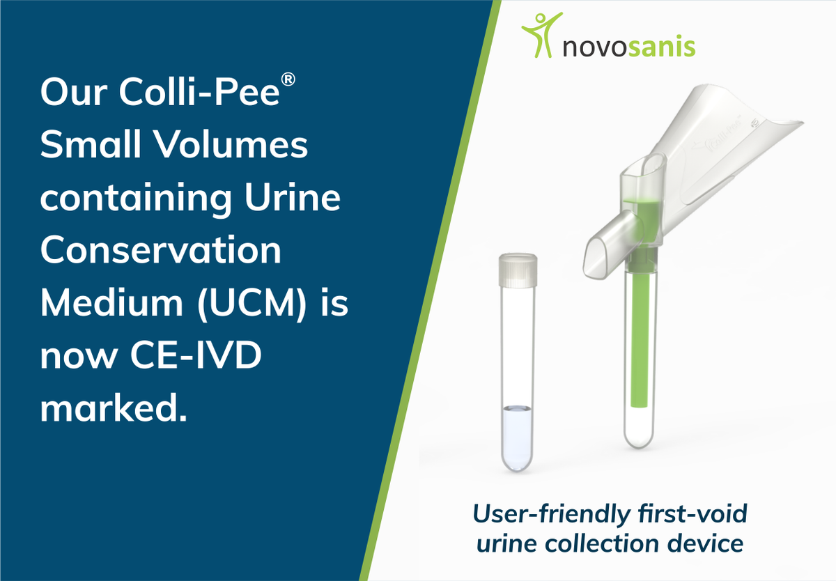 Novosanis's tweet photo. We are thrilled to announce another huge milestone - Our Colli-Pee Small Volumes device containing Urine Conservation Medium (UCM) is now also CE-IVD marked -https://t.co/lahiKwf1fS
#ColliPee #Urine #Cancer #Oncolog #CEMarking #IVD #HPV #Teamwork https://t.co/TqEN3Mz8Iu