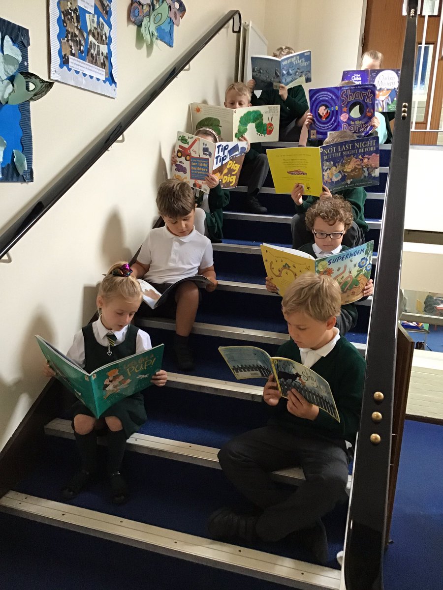 sjvblackpool's tweet photo. Today we are celebrating Reading Together Day with @readingagency #SJVBubble1B have been sneaking round school to find places to read! π@SJVEnglishHub #ReadingTogether #readingforpleasure #SJVClass1HU #SJVClass1HA https://t.co/G7PBSwSVBa