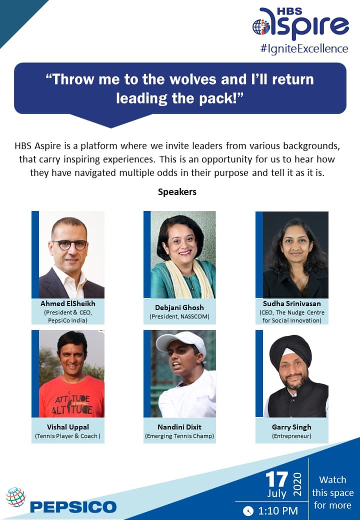 mathew_beena's tweet photo. A fantastic line up of speakers at #PepsiCoHyderabad’s event #HBSAspire to #IgniteExcellence ! Can’t wait ! @JhaPriyaranjan @debjani_ghosh_ @IIRISConsulting @gumittal @SudhasIyer https://t.co/WQRRmPHkKU
