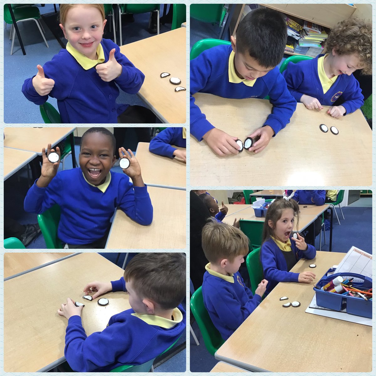 MrsJones3J's tweet photo. Some more memories from our time in Year 3. Who remembers our Oreo tectonic plates? We had lots of fun on Children In Need day and loved winning the attendance trophy 🏆 @HollinPrimary @Y3MrsBurns https://t.co/voiUwZoydF