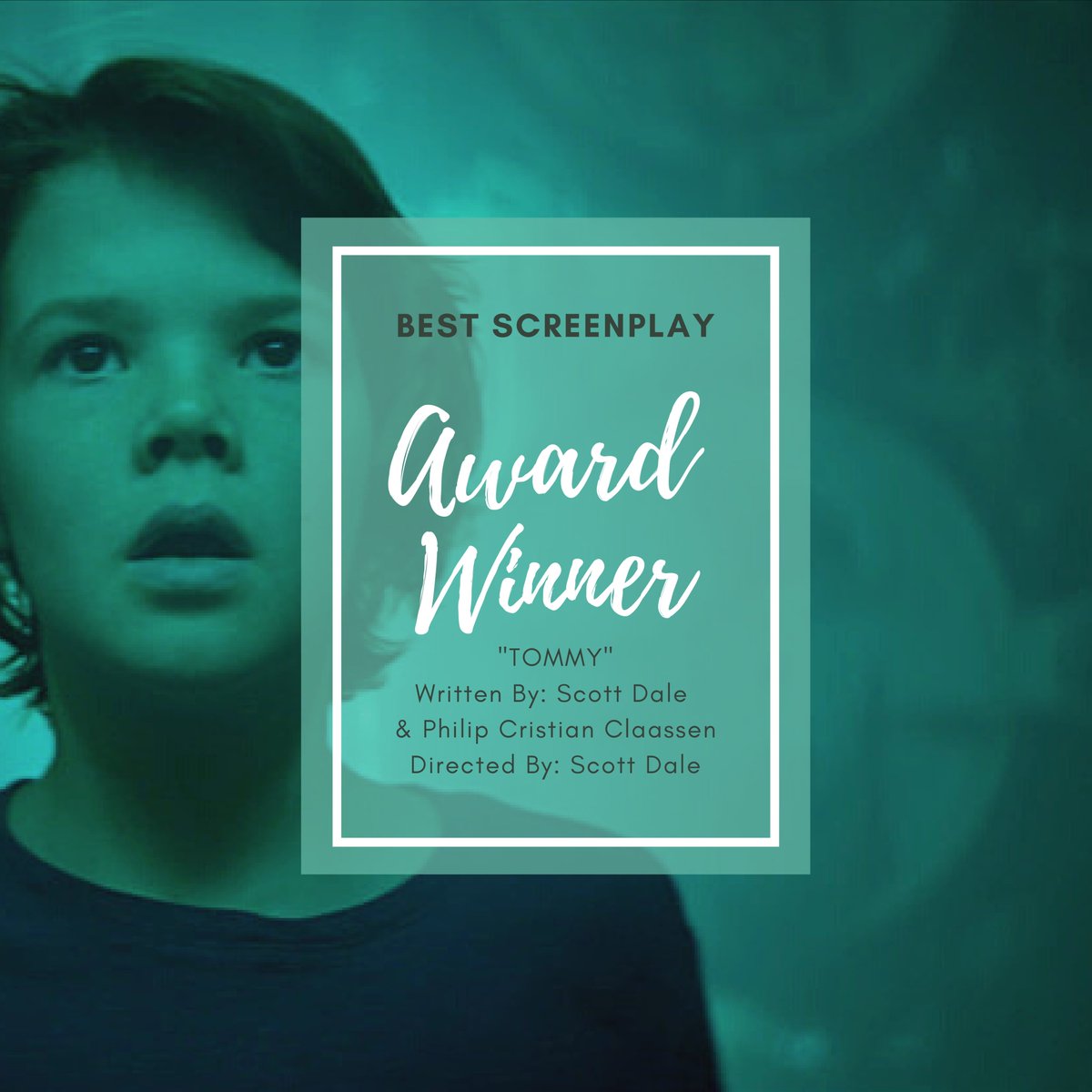 CoreFilmFest's tweet image. Congratulations to this year's Best Screenplay Award Winner: "TOMMY"
Written By: Scott Dale &amp;amp; Philip Cristian Claassen
Directed By: Scott Dale