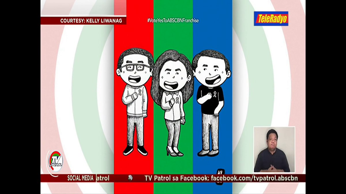 TVPatrol's tweet photo. #TVPatrolLive Gumuhit ng comics version ng Kapamilya celebrities, anchors, reporters, at executives ang isang visual artist sa Laguna para pangitiin at palakasin ang loob ng mga taga-ABS-CBN sa gitna ng hinaharap na krisis. | ulat ni @anjo_bagaoisan https://t.co/bqUnjrlrLd