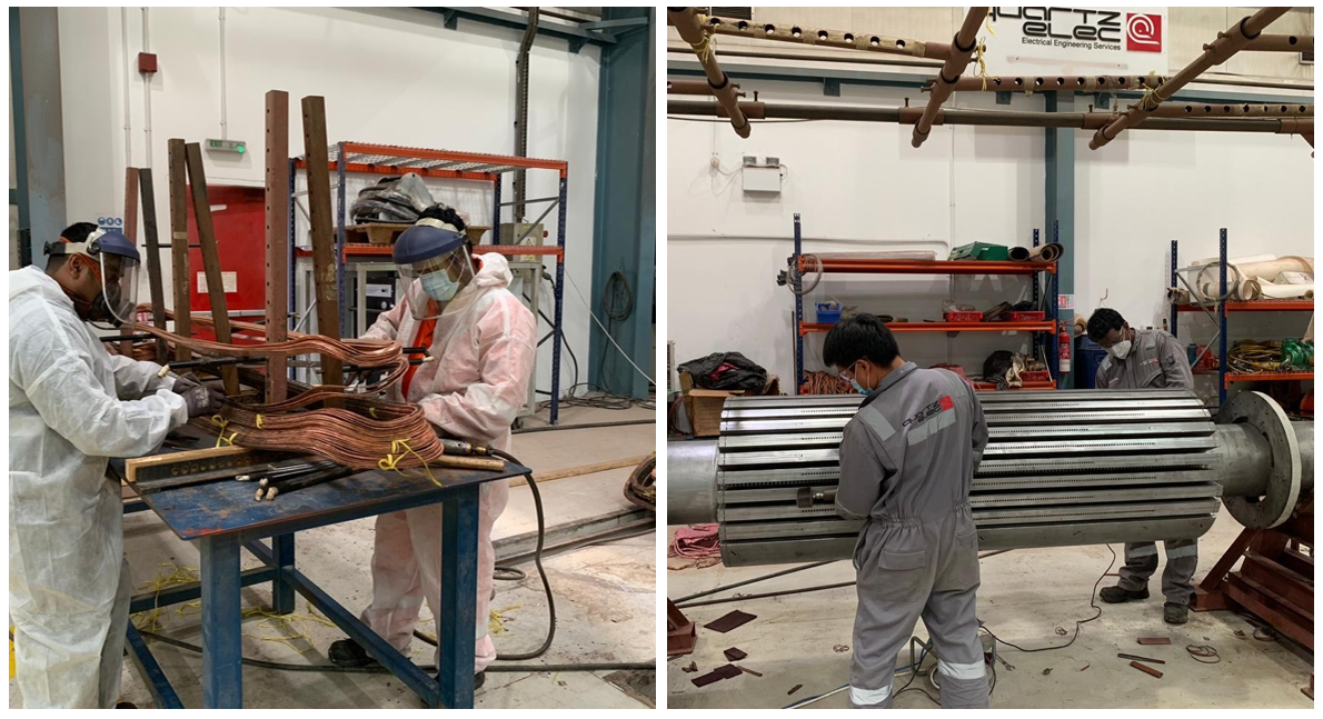 quartzelecltd's tweet photo. Our #AbuDhabi workshop is working on a GE, GT14, 3600rpm, 11.5kV rotor. With the coils stripped, fans, wedges, retaining rings removed & cleaned, rotor body being polished & rotor coil copper being cleaned.
#2Pole #TurboAlternator #Generator #UnparalleledInEngineeringServices https://t.co/hbJ8KShzhV