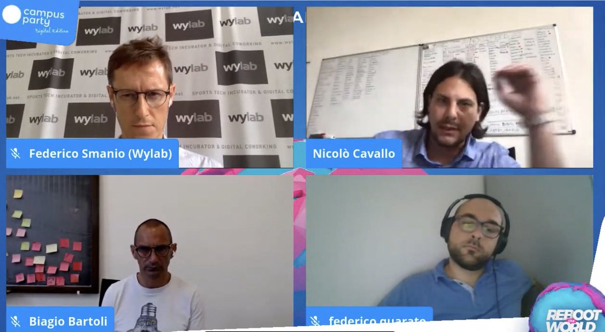 wylabincubator's tweet photo. 🌍 @campuspartyIT Digital Edition!
📌 La nuova frontiera dello sport post Covid-19.
▶️ Rivivi la video sessione con @federicosmanio, @biagiobartoli di @SportClubby, Nicoló Cavallo di #Noisefeed e Federico Quarato di #Dynamitick.
🔜 https://t.co/Bpj2JtIugm https://t.co/blbRRxfDw2
