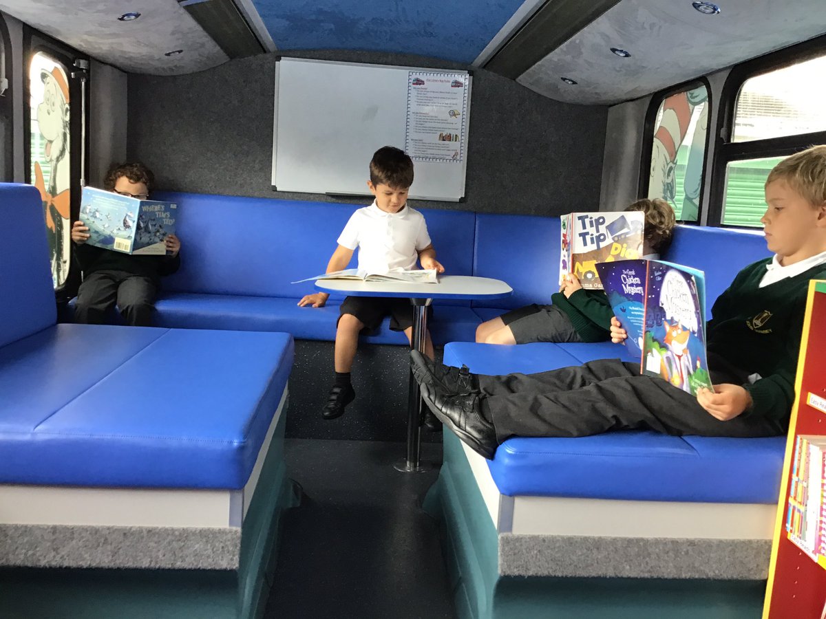 sjvblackpool's tweet photo. Today we are celebrating Reading Together Day with @readingagency #SJVBubble1B have been sneaking round school to find places to read! We are so lucky to have a double decker bus π for our library π@SJVEnglishHub #ReadingTogether #readingforpleasure #SJVClass1HU #SJVClass1HA https://t.co/xLFXYBT05i