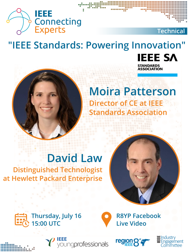 Region8YP's tweet photo. In the next talk of IEEE #ConnectingExperts we will demystify IEEE standards and the role they play in advancing innovation and bringing benefit to society - and how to get on board in tailoring new standards. 📢Moira Patterson and David Law
#IEEE #YoungProfessionals #standards https://t.co/os87QI30pB