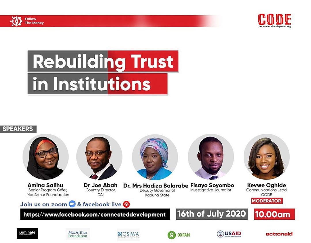 wfm917's tweet photo. Rebuilding Trust in Institutions
Today, 16.07.20 @ 10am 
@DrJoeAbah
@HamzyCODE
#nationbuilding
#Institution
#hamzycode https://t.co/0N9zLwCPcq