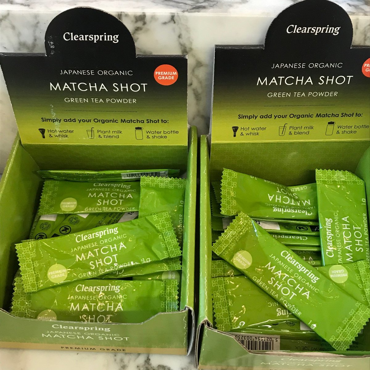 JapanCentre's tweet photo. No time for tea? Then try these easy to use Clearspring 100% matcha shots, finely ground powder with vivid green colour and a slightly sweet, rich, smooth flavour for a quick tea or add to a juice!

#matcha #matchashot #japanesefood #japanesefoodhall #foodie https://t.co/hWt54NQA6n