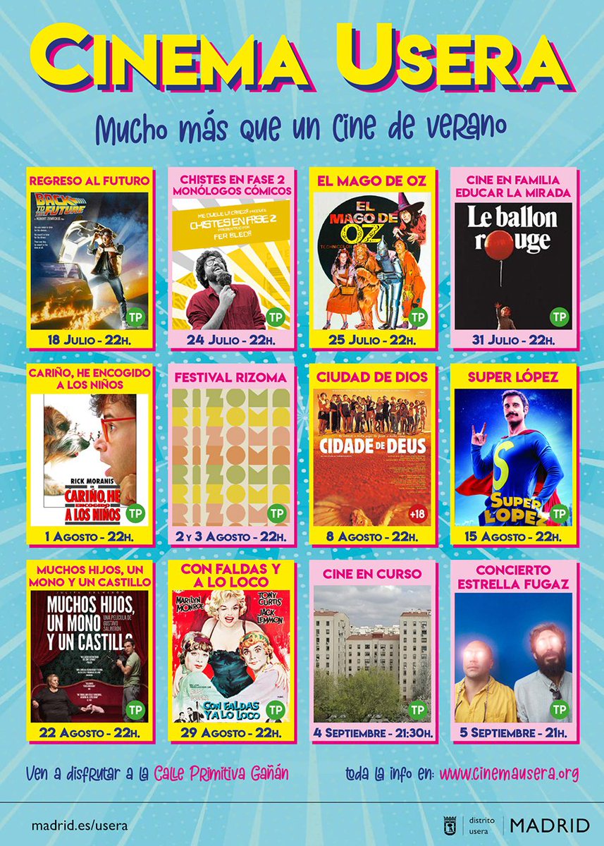 CinemaUsera's tweet photo. Tooooooooda la programación de Cinema Usera 2020 en un bonico cartel 🤓 https://t.co/a1hNVO1YmW