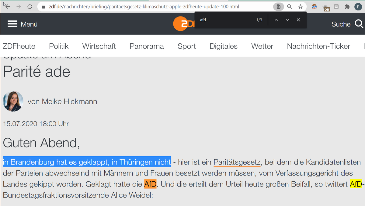 Aarefrank's tweet photo. Bemerkenswert, wie man beim @ZDF in die Zukunft schauen kann, und schon weiß, daß das "#Paritegesetz" am 20. August in #Brandenburg vor dem Verfassungsgericht bestand haben wird!
Oder lügt sich #Meike #Hickmann das einfach nur schön?
https://t.co/90kWXn0isa
#FakeNews https://t.co/WPOelRu6Ow