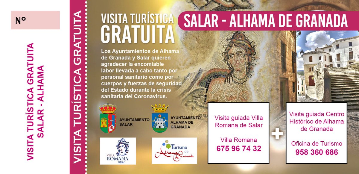 Los Ayuntamientos de Salar y Alhama de Granada quieren agradecer la encomiable labor llevada a cabo tanto por personal sanitario como por cuerpos y fuerzas de seguridad del Estado durante la crisis sanitaria del Covid-19. #orgullosalareño #patrimoniomagico