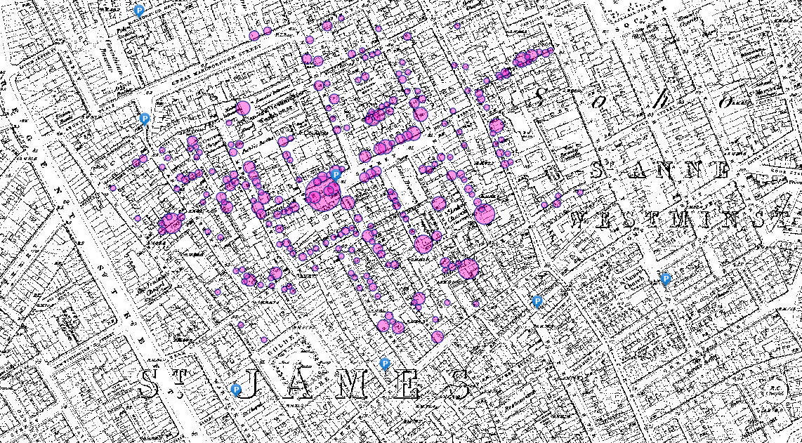 GeoConor's tweet photo. Our #GIS ice breaker was to make a modern version of the iconic #PublicHealth map study conducted by Dr. John Snow in 1854.  Which public water pump would you close? You can check out the results here! https://t.co/jFGL4CT6cS  #CholeraMap https://t.co/iusE4ru4Fk
