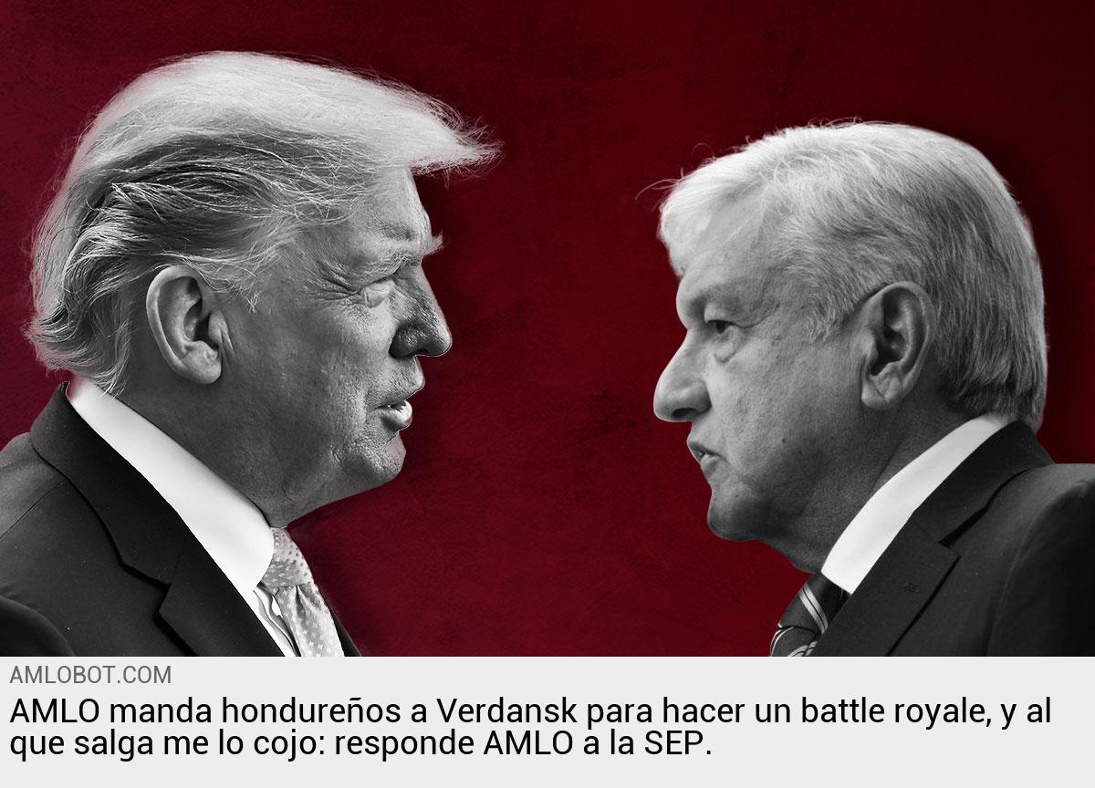 ABot2024's tweet photo. AMLO manda hondureños a Verdansk para hacer un battle royale, y al que salga me lo cojo: responde AMLO a la SEP. https://t.co/9Auhf9MufB