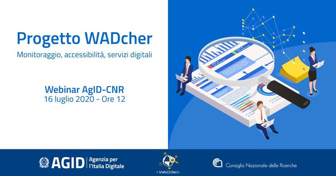 Nel #webinar di oggi parliamo di #WADcher, un progetto europeo relativo al monitoraggio dell’#accessibilità dei siti web e degli strumenti informatici.

Le iscrizioni sono chiuse, le presentazioni e la registrazione saranno disponibili su #EventiPA eventipa.formez.it/node/260880