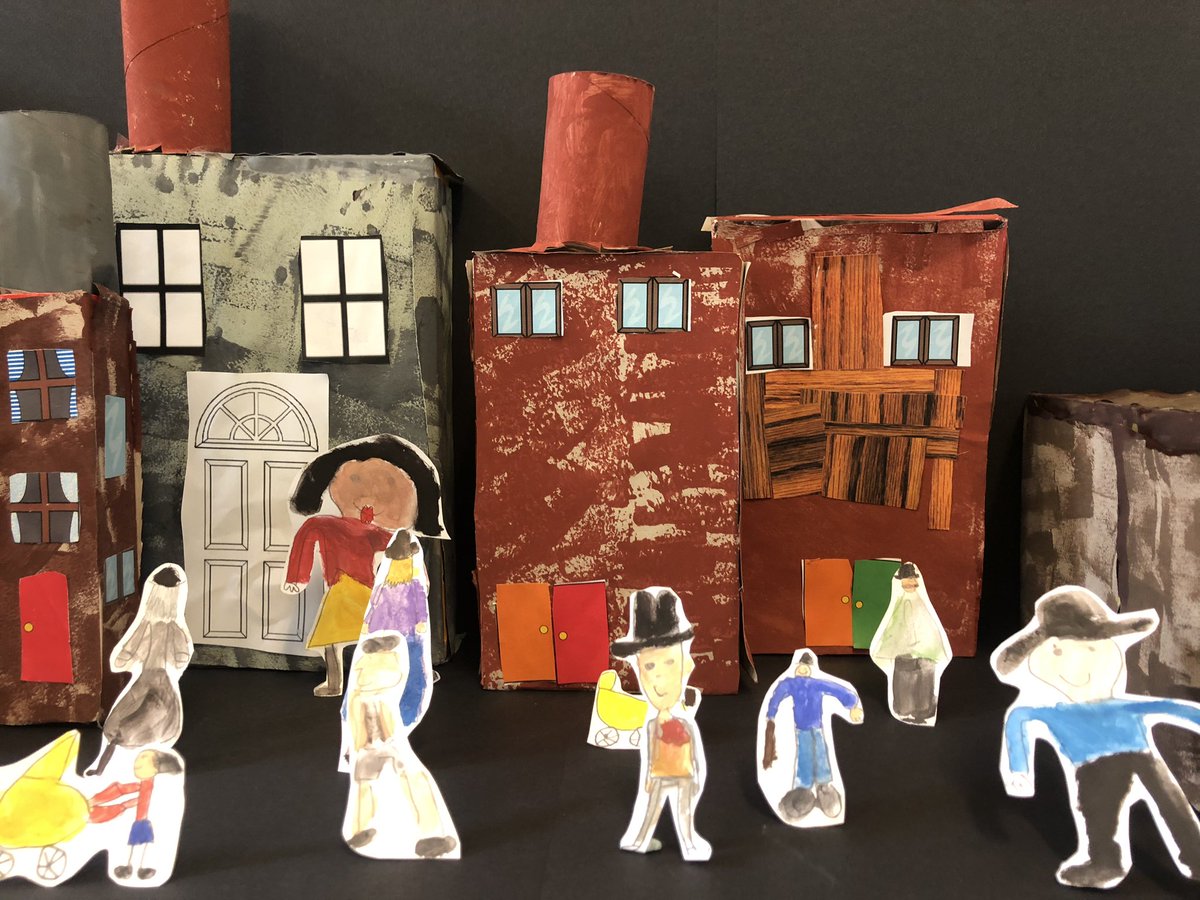 OPA_Newstead's tweet photo. Fantastic work inspired by LS Lowry from Years 1 and 2. Using watercolours, sketching, sponging and construction skills. Well done everyone. #opang #opart #lowry https://t.co/XfZ3KPdCI7