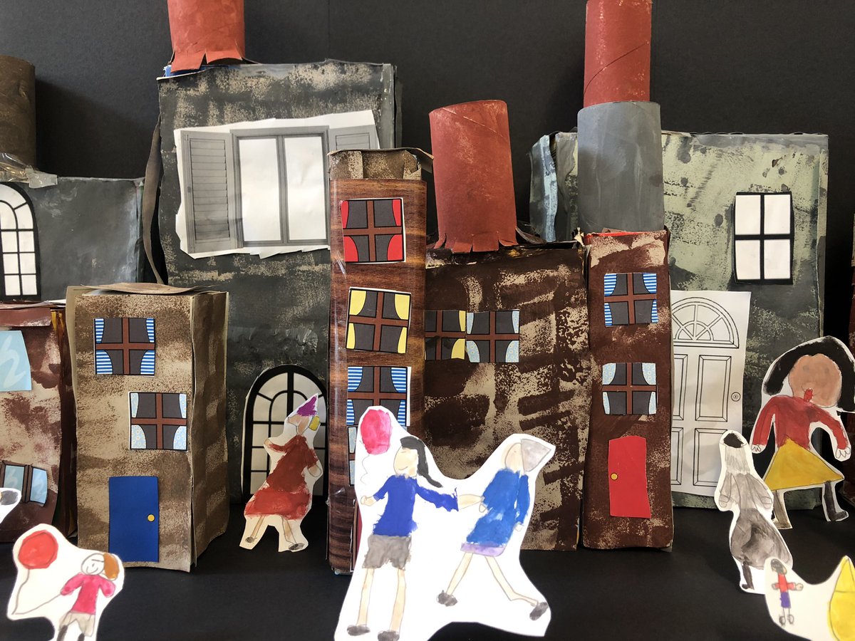 OPA_Newstead's tweet photo. Fantastic work inspired by LS Lowry from Years 1 and 2. Using watercolours, sketching, sponging and construction skills. Well done everyone. #opang #opart #lowry https://t.co/XfZ3KPdCI7
