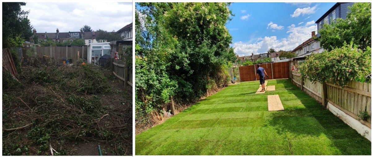 GreenwaysLSS's tweet photo. Full hedge removal, new turf and back fence completed in E17 London, client over the moon! #Landscaping #LondonLandscaper https://t.co/RNvHwTnKOo