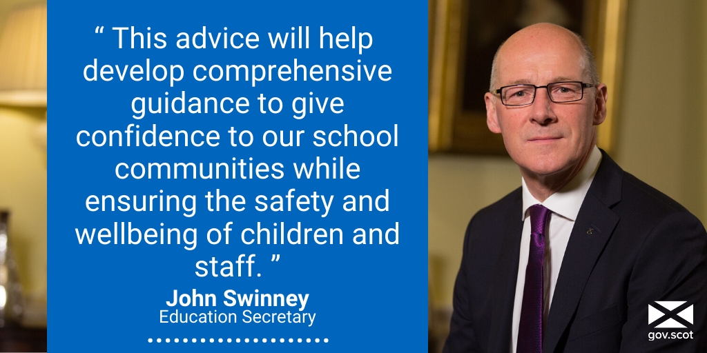 Education Secretary <a href="/JohnSwinney/">John Swinney</a> has commented as scientific advice for the safe re-opening of schools and resumption of school transport is published. Read more: bit.ly/2ZxFnkB