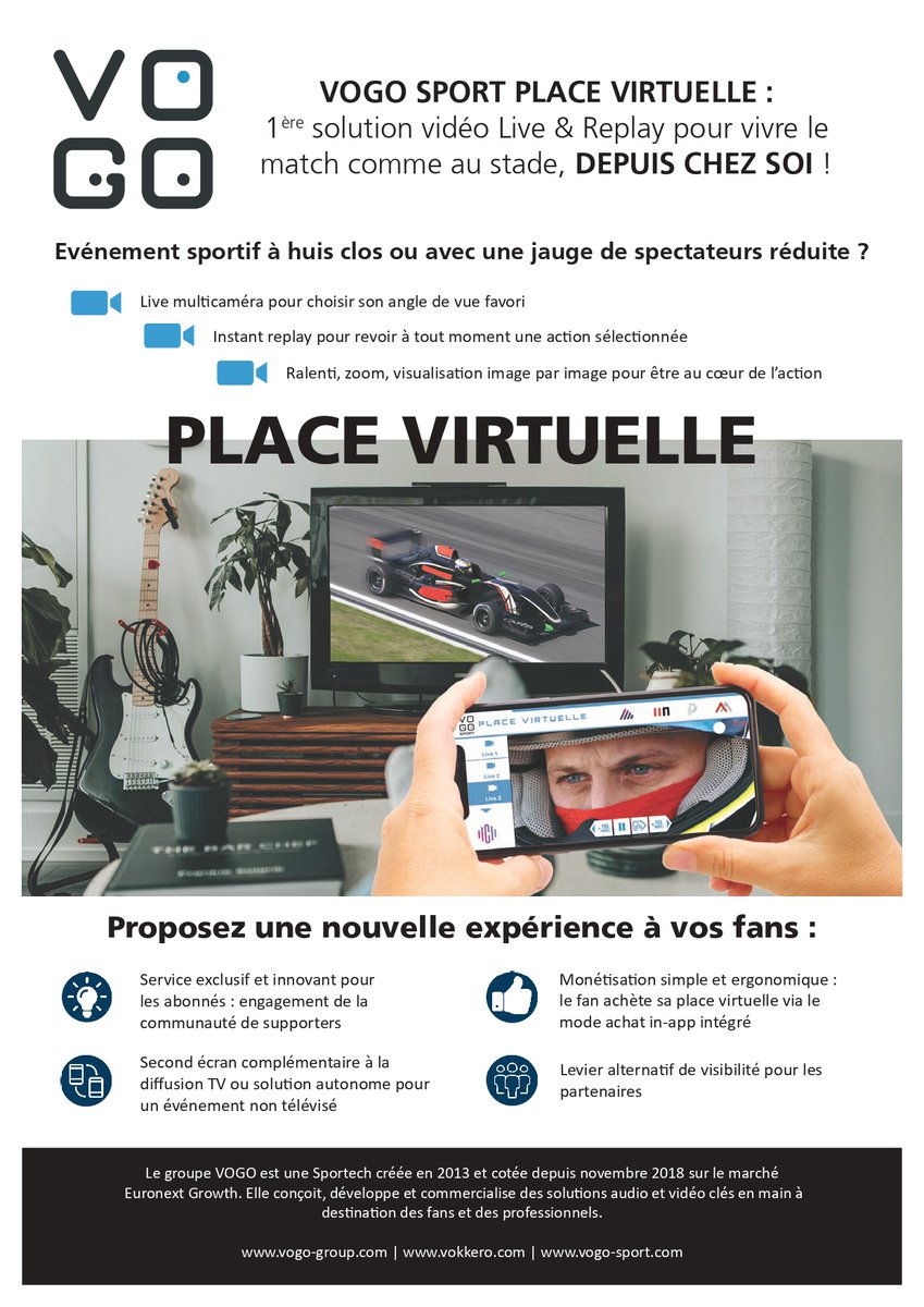 VOGO_Group's tweet photo. La PLACE VIRTUELLE by VOGO SPORT a pris place dans le magazine @SportStrategies la semaine dernière.
Une expérience inédite pour les supporters de vivre le match comme au stade depuis chez soi.
#clubs #sports #placevirtuelle #LiveAndReplay #sportech https://t.co/rJHtNmvJwB