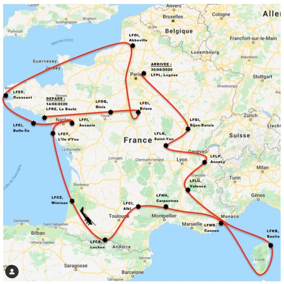 SAFETYN_Team's tweet photo. Noémie GUERY a dévoilé le parcours de son Tour de France ! Cette jeune pilote passionnée volera en août avec une SAFETYN’Box à bord de son Cessna 172. Une belle aventure que nous aurons le plaisir de suivre ici ! ✈️#SafetynBox #cessna172 ✈️ https://t.co/tOK5JRlD6T