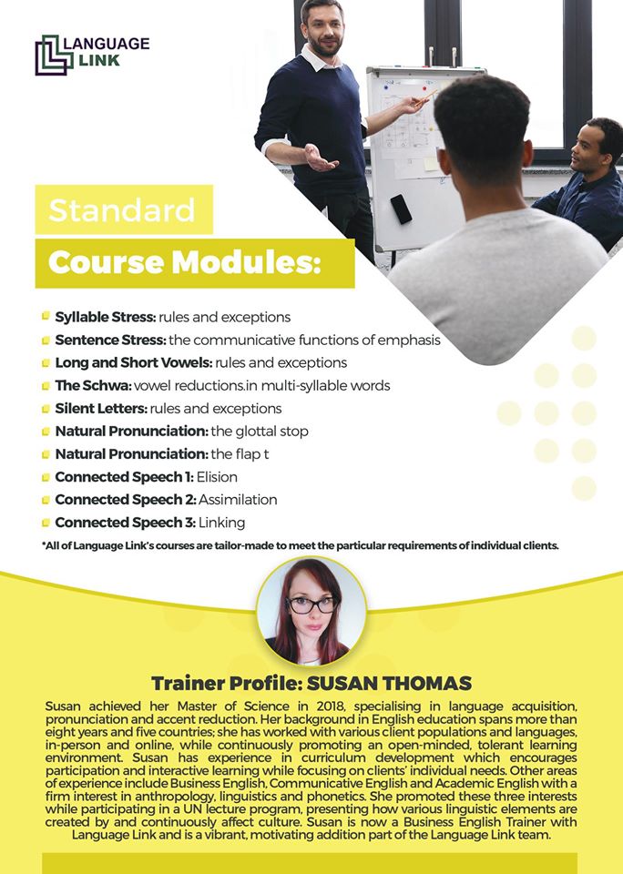 TheLinkLimerick's tweet photo. Improve your skills with our 'Pronunciation Masterclass' course. All our courses can also be taken online as individual training courses or group workshops / webinars.
For more details - https://t.co/oRXtIVbKU0

or contact: info@languagelink.ie https://t.co/8MXcG0MfSD