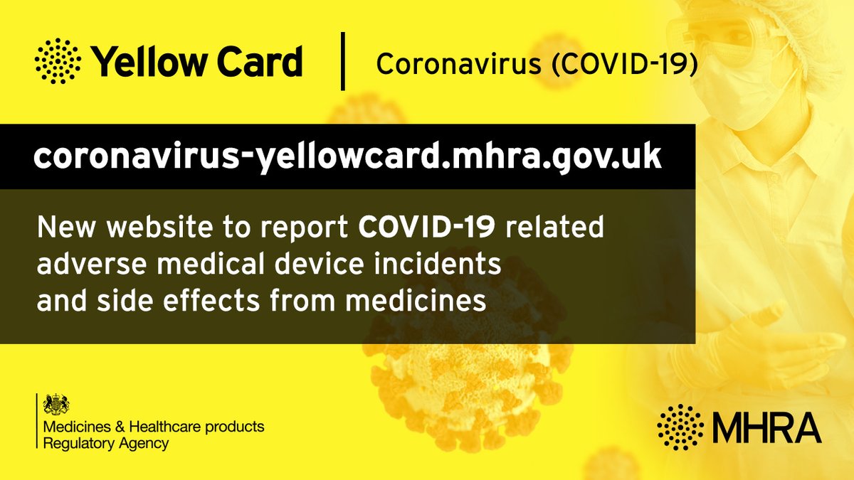 If you have #coronavirus, you can report any suspected side effects to any medicines you are taking to our #COVID19 #YellowCard site.

Report here ➡️ coronavirus-yellowcard.mhra.gov.uk