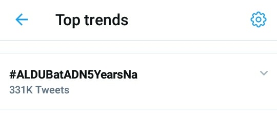 shirogerdm's tweet photo. 331K as of 6:03pm tweet party pa ADNation happy 5th anniversary ALDUB @aldenrichards02 @mainedcm

#ALDUBatADN5YearsNa https://t.co/sCFwHRlIDH