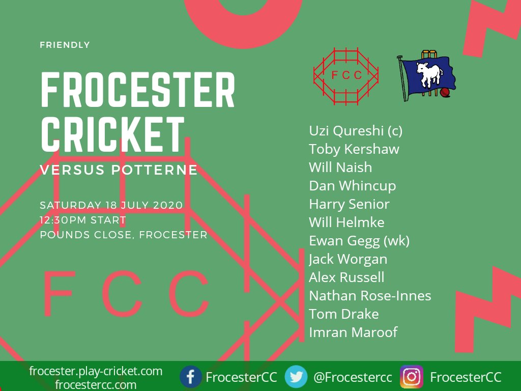 FrocesterCC's tweet photo. Thursday morning team news.. Here are our sides for the weekend fixtures. #gofrossiego #frocester #vivafrosvegas #firebirds https://t.co/kNmNcUh26V