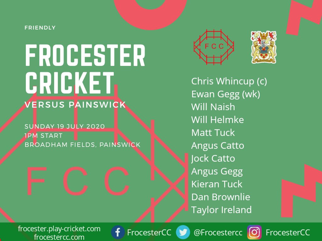 FrocesterCC's tweet photo. Thursday morning team news.. Here are our sides for the weekend fixtures. #gofrossiego #frocester #vivafrosvegas #firebirds https://t.co/kNmNcUh26V