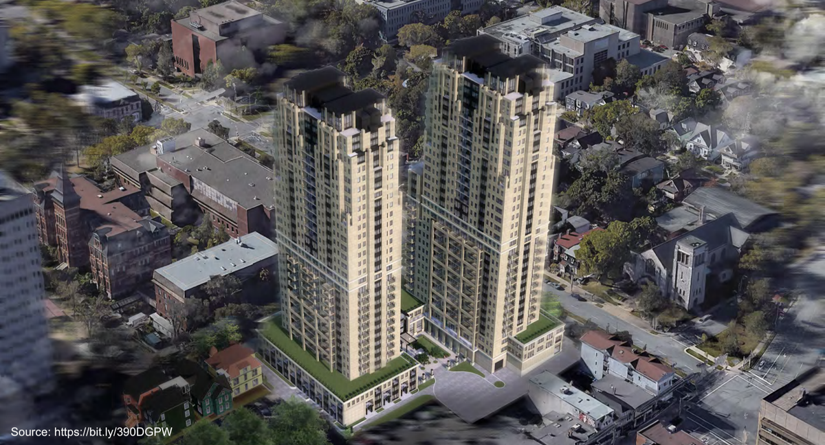 DevelopmentDuff's tweet image. Proposal Update: The Promenade (Robie, College and Carlton St) #Halifax 

577 residential units; 12.5k sq/ft of ground floor, and 30.5k sq/ft of underground commercial space. 511 underground parking spots. 

Next Step is a public hearing, then will be brought to City Council.